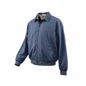 SOLD Tommy Hilfiger Mens L Blue Harrington Jacket Crest Logo Zip Windbreaker